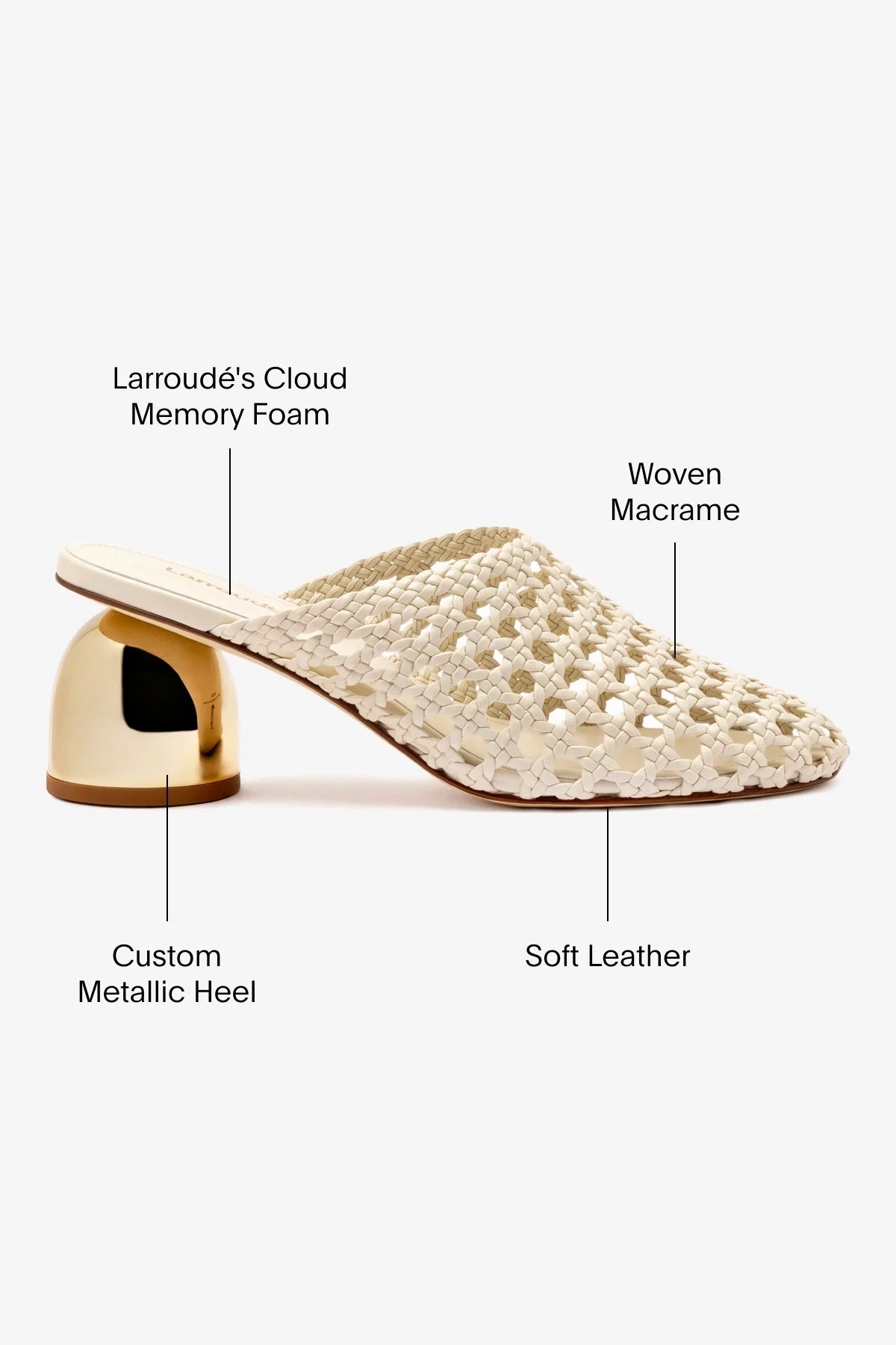 Mule Dew Drop Macramê Couro Off White