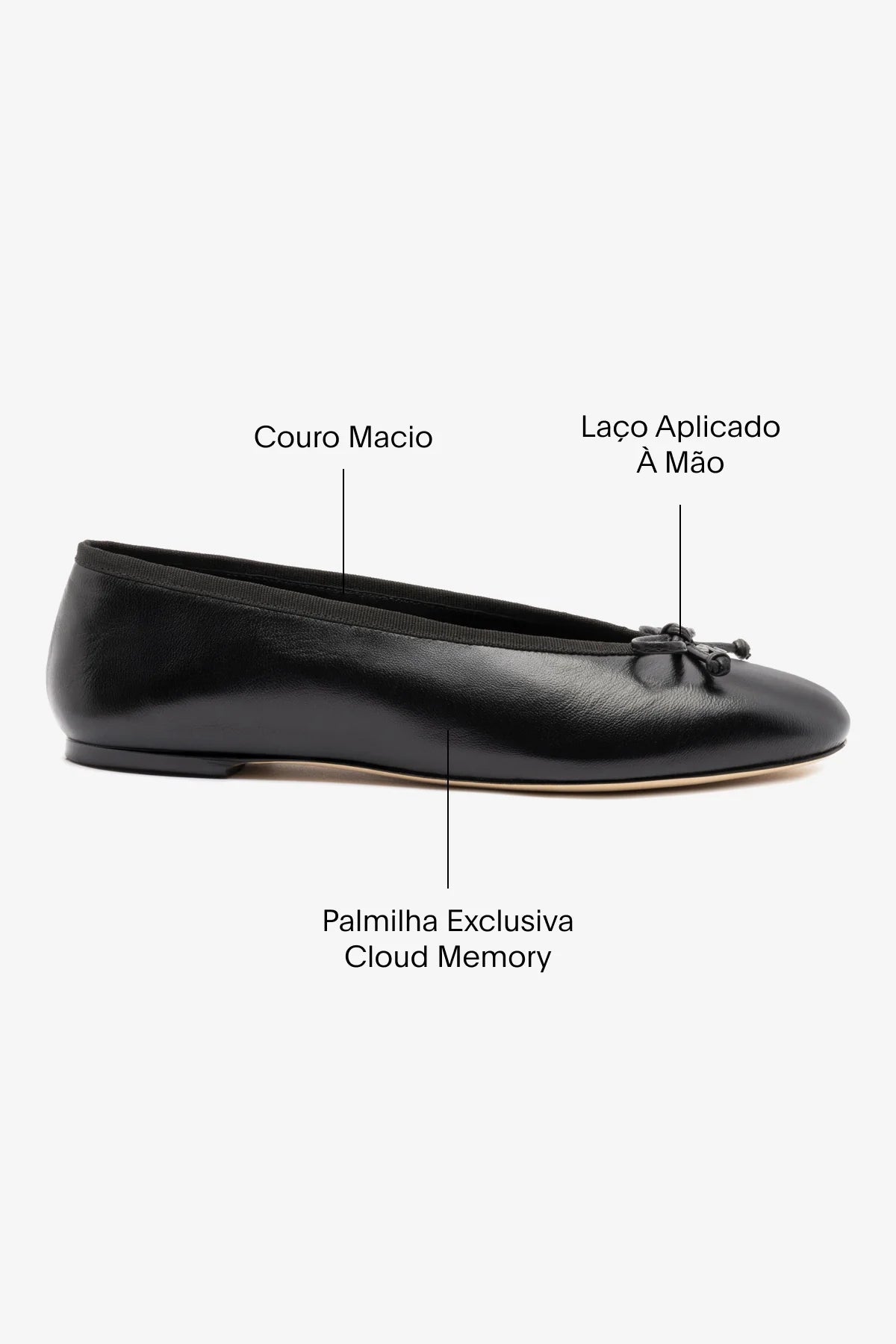 Sapatilha Pavlova Couro Preto