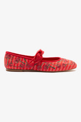 Sapatilha Verona Lona Vermelho e Bordado Cereja