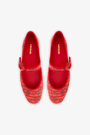 Sapatilha Verona Lona Vermelho e Bordado Cereja