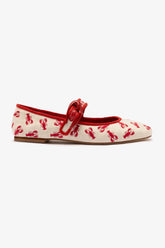 Sapatilha Verona Lona Off White e Bordado Lagosta
