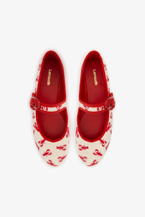 Sapatilha Verona Lona Off White e Bordado Lagosta