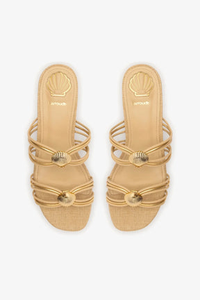 Shelly Flat Mule In Beige Raffia