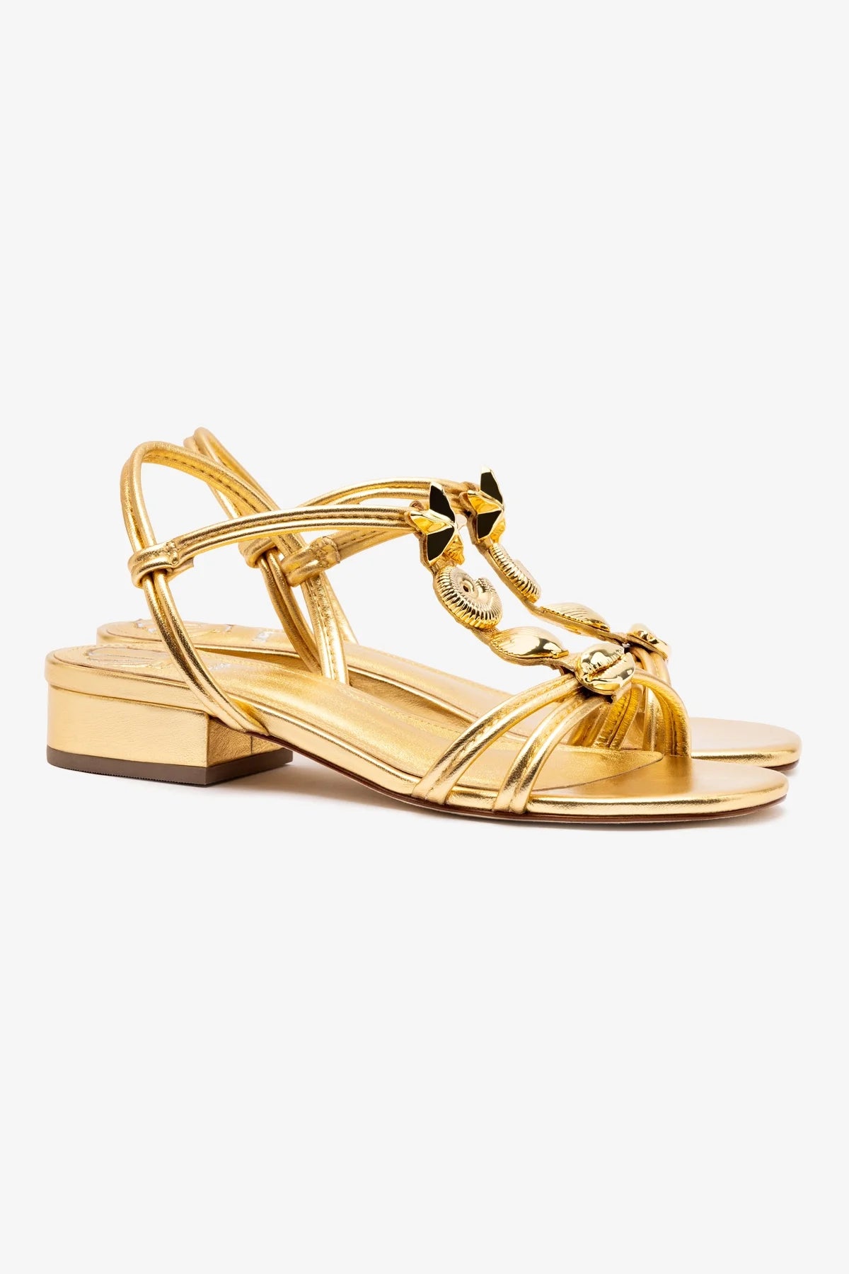 Sandália Flat Shelly Couro Dourado
