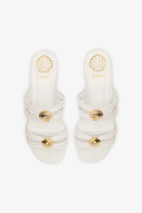 Shelly Flat Mule In White Leather