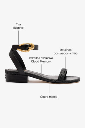 Sandália Flat Verona Couro Preto
