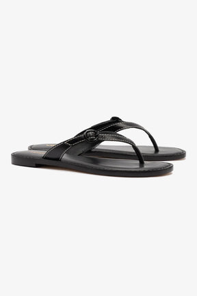 Flat Mary Kate Couro Preto