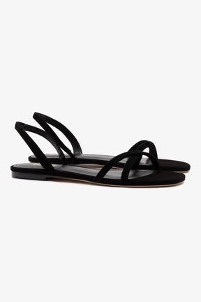 Sandália Flat Annie Couro Preto