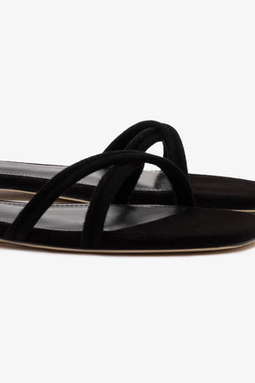 Sandália Flat Annie Couro Preto