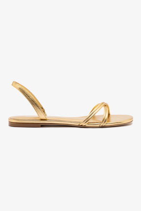 Sandália Flat Annie Couro Dourado
