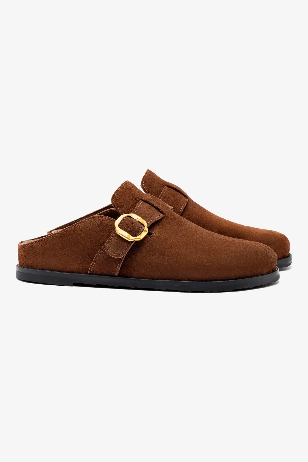 Mule Clog Milan Camurça Marrom
