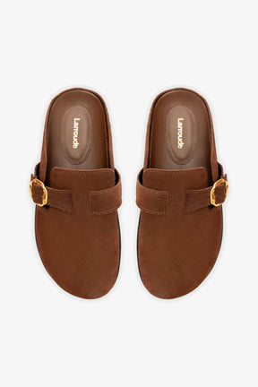 Mule Clog Milan Camurça Marrom