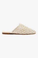 Mule Venice Macramê Couro Off White