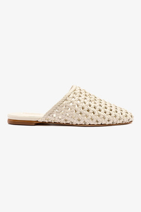 Mule Venice Macramê Couro Off White