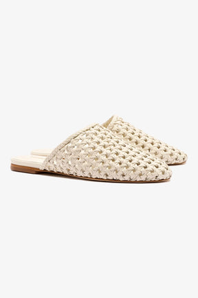 Mule Venice Macramê Couro Off White