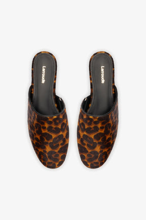 Venice Flat Mule In Leopard Print Calf Hair