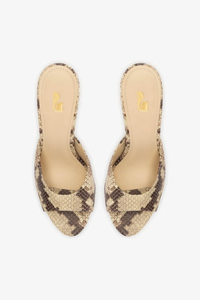 Mule Jasmine Hi Couro Cobra Bege