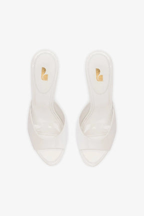 Mule Jasmine Hi Couro Verniz Branco
