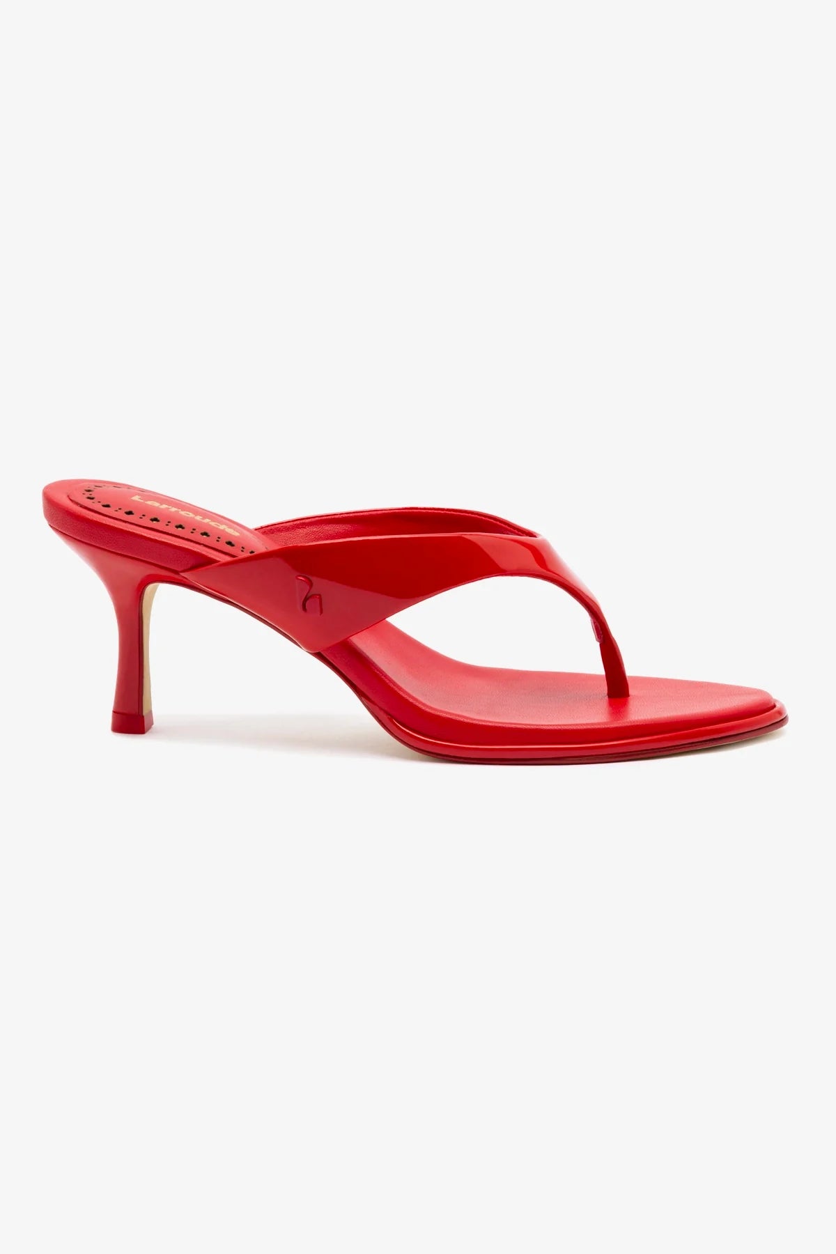 Sandália Gaia Couro Verniz Vermelho
