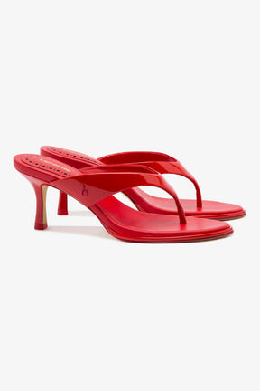Sandália Gaia Couro Verniz Vermelho