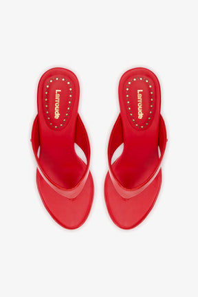 Sandália Gaia Couro Verniz Vermelho