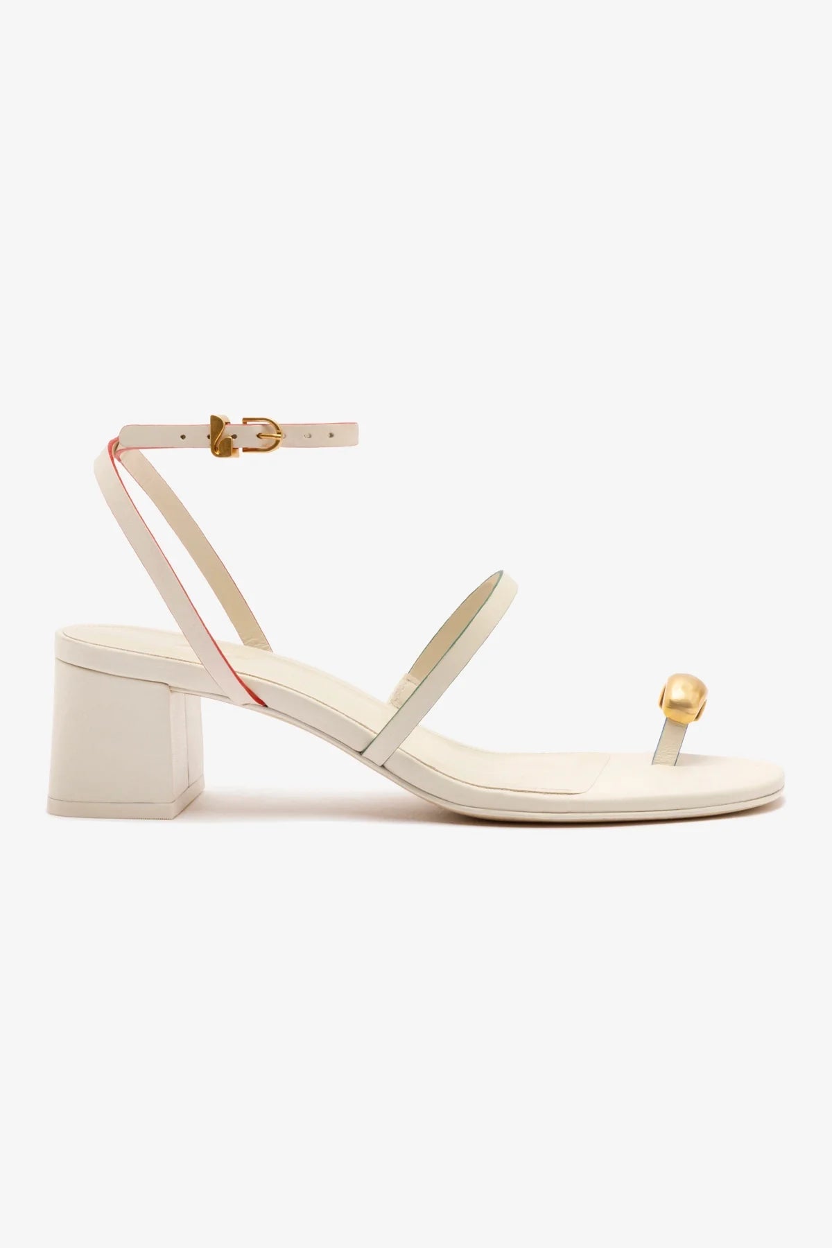 Sandália Salto Bloco Biarritz Couro Off White