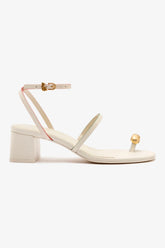 Sandália Salto Bloco Biarritz Couro Off White