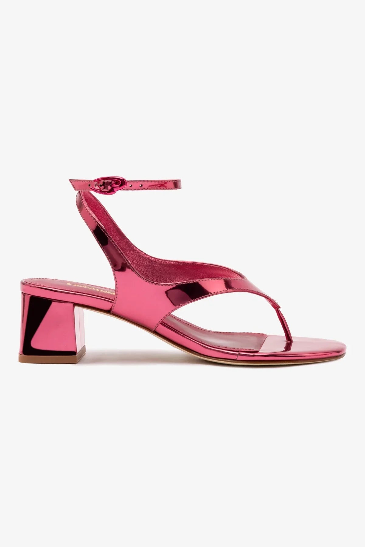 Sandália Salto Bloco Gaia Couro Rosa