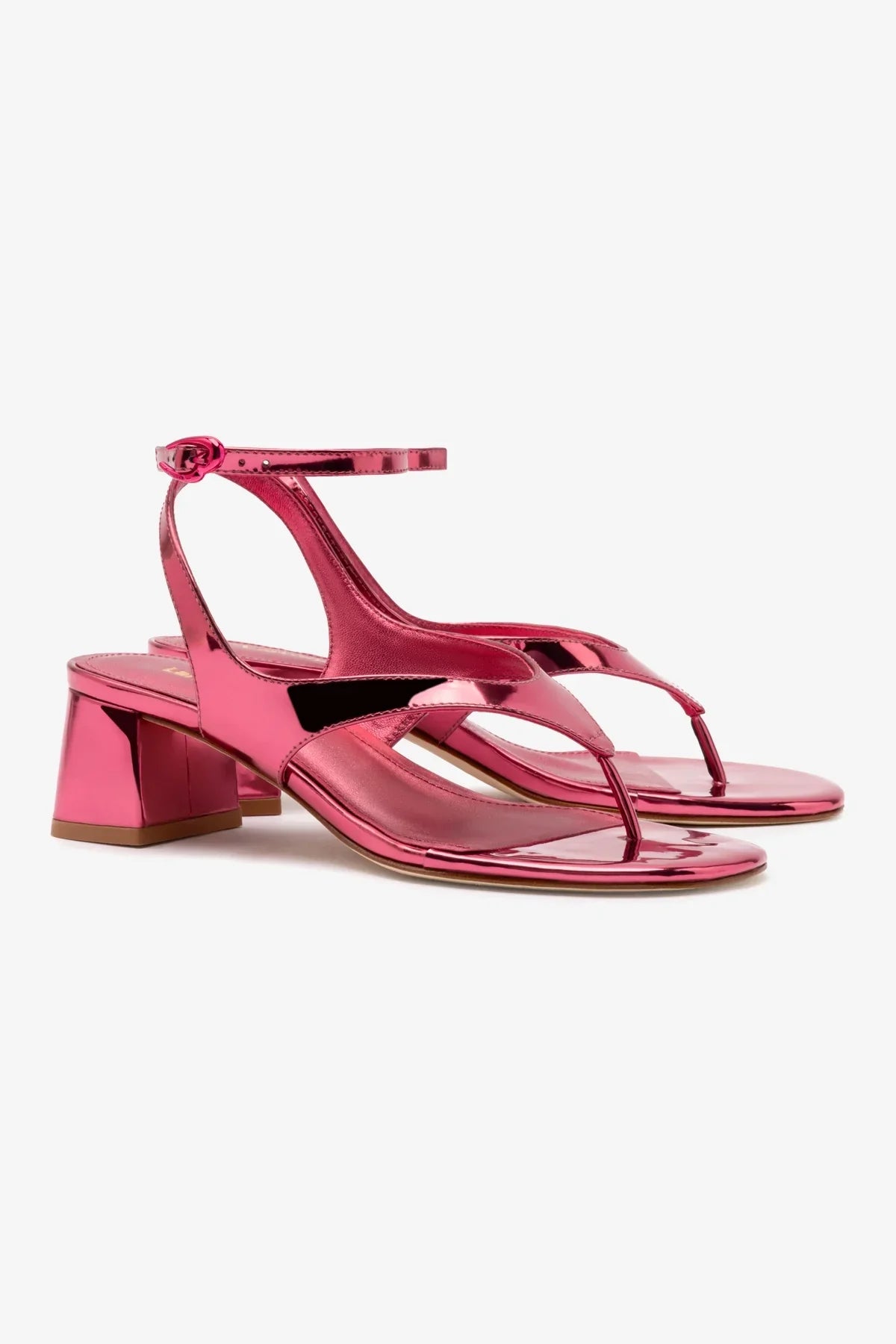 Sandália Salto Bloco Gaia Couro Rosa