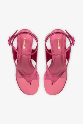 Sandália Salto Bloco Gaia Couro Rosa