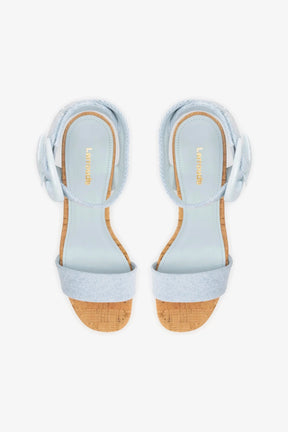 Sandália Dolly Verona Low Jeans Azul e Cortiça