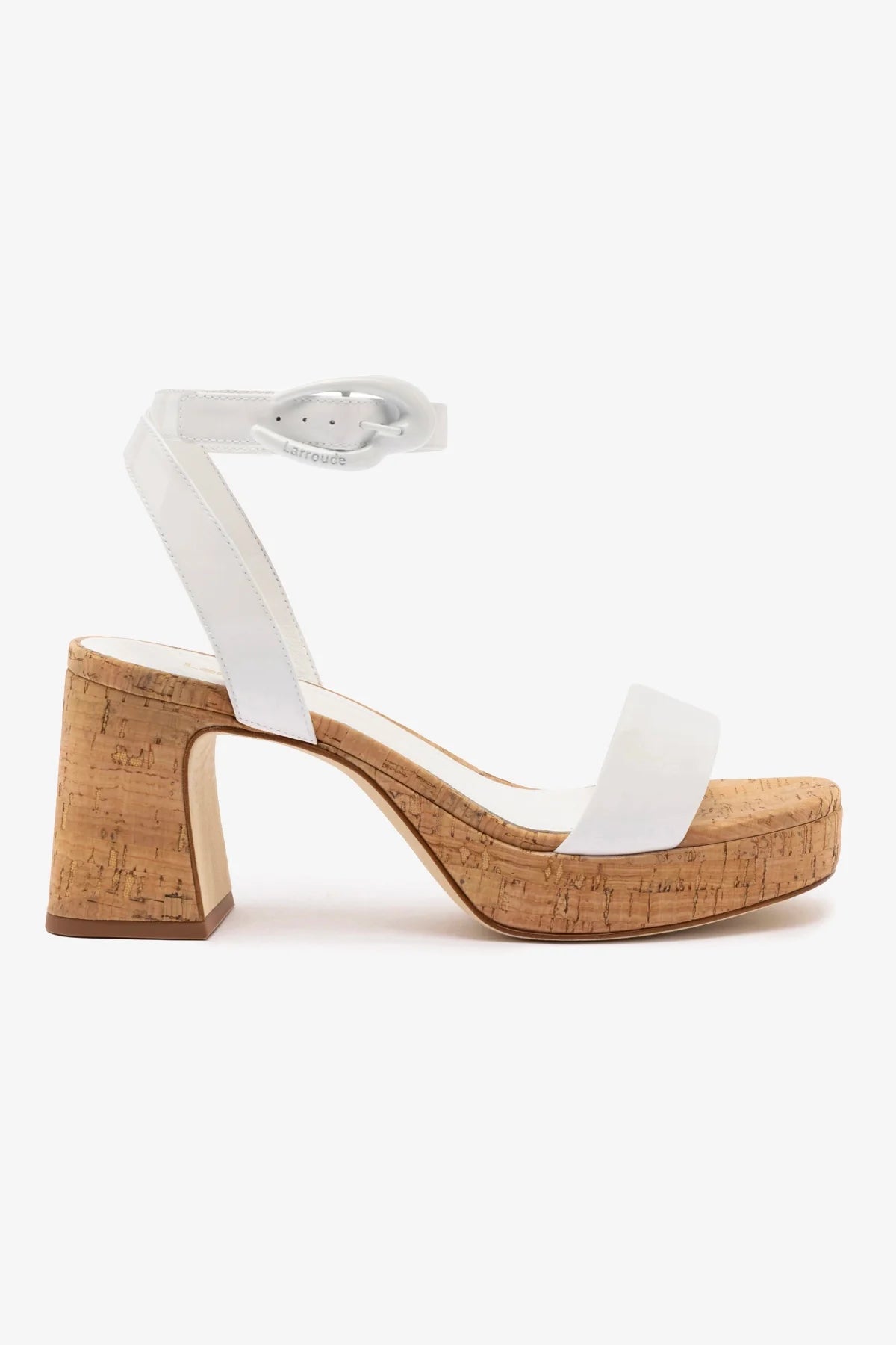 Sandália Dolly Verona Low Couro Verniz Branco e Cortiça