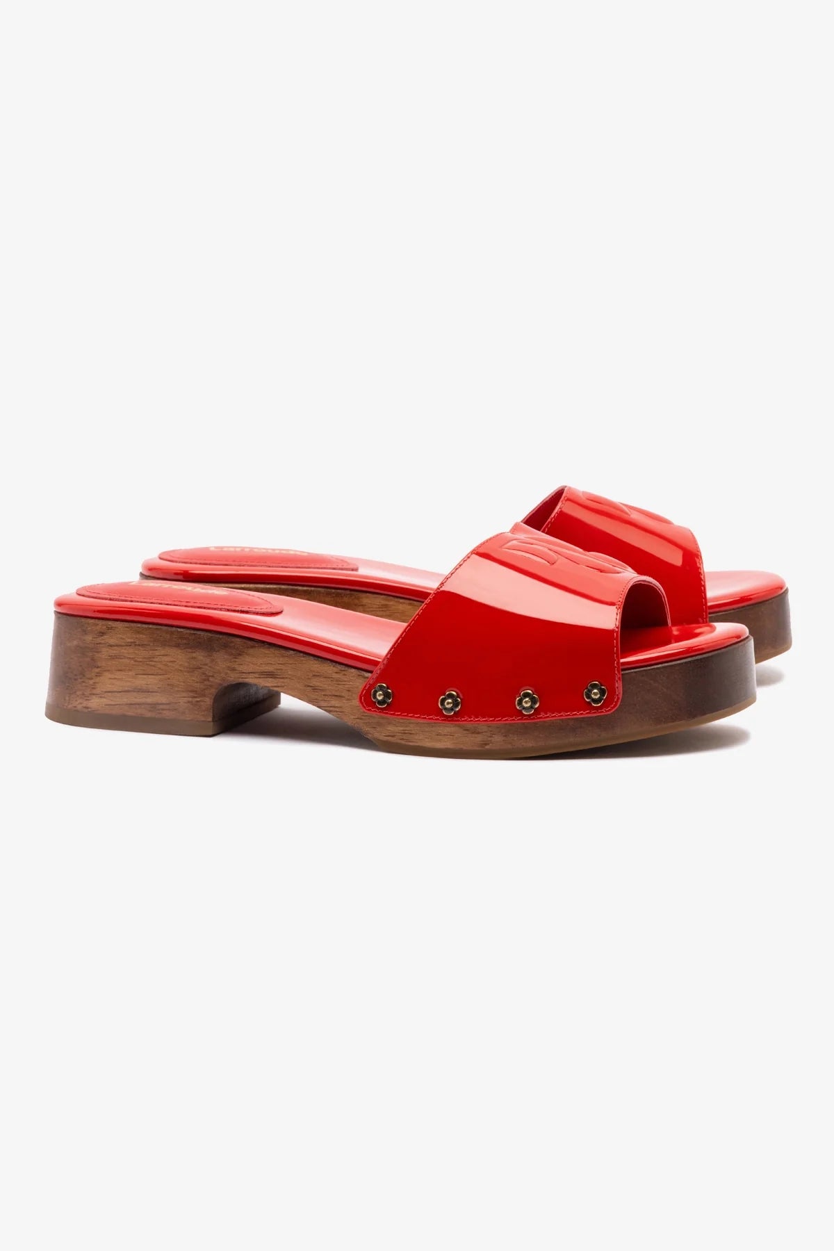 Mule Zuzi Couro Verniz Vermelho