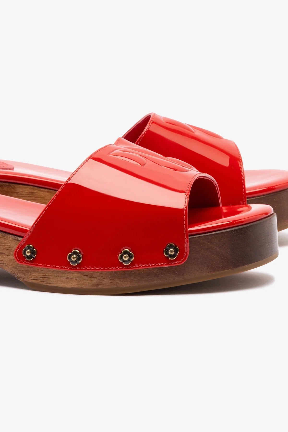 Mule Zuzi Couro Verniz Vermelho
