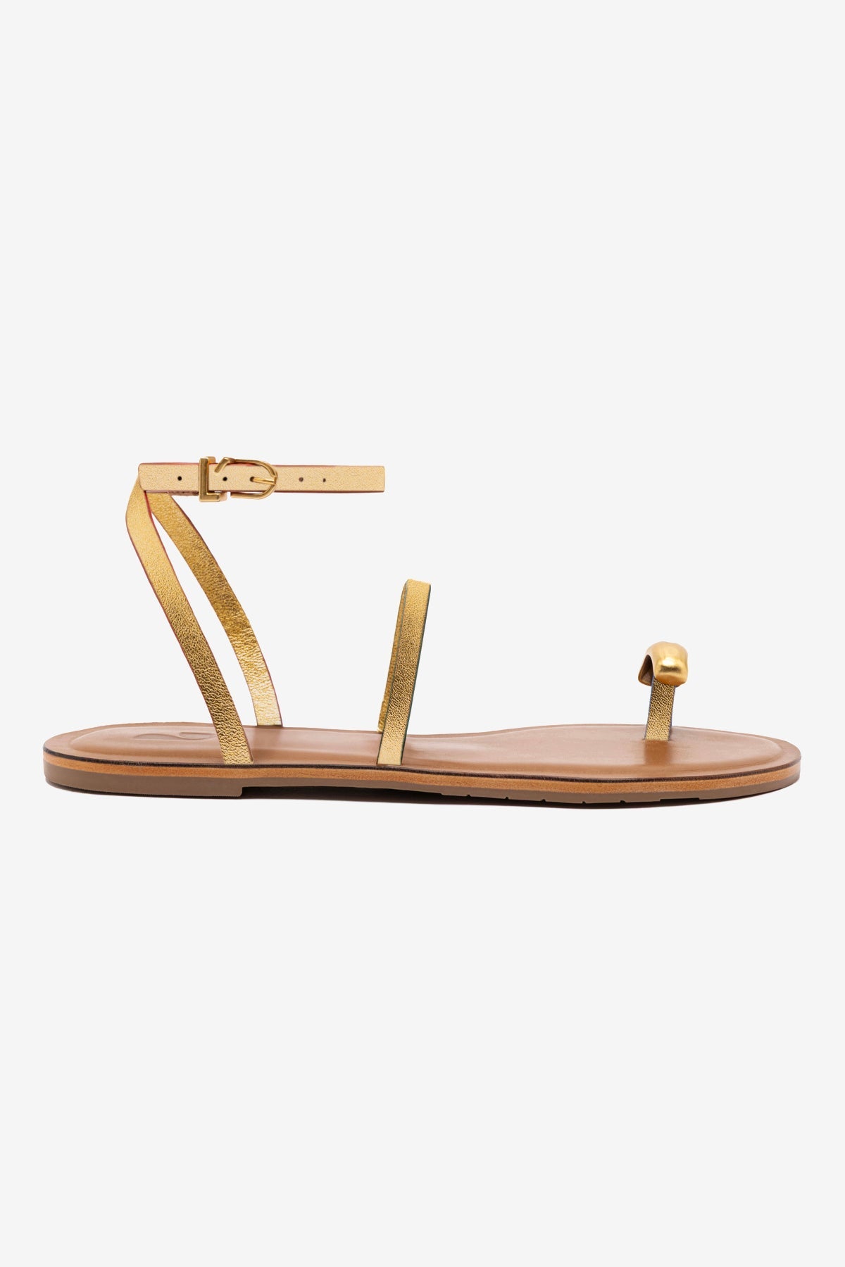 Flat Biarritz Couro Dourado