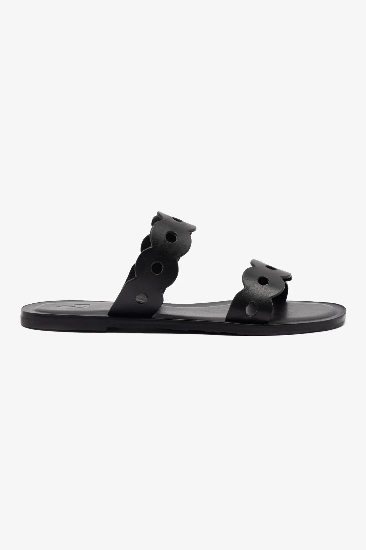 Flat Florence Broderie Couro Preto