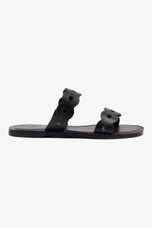 Flat Florence Broderie Couro Preto