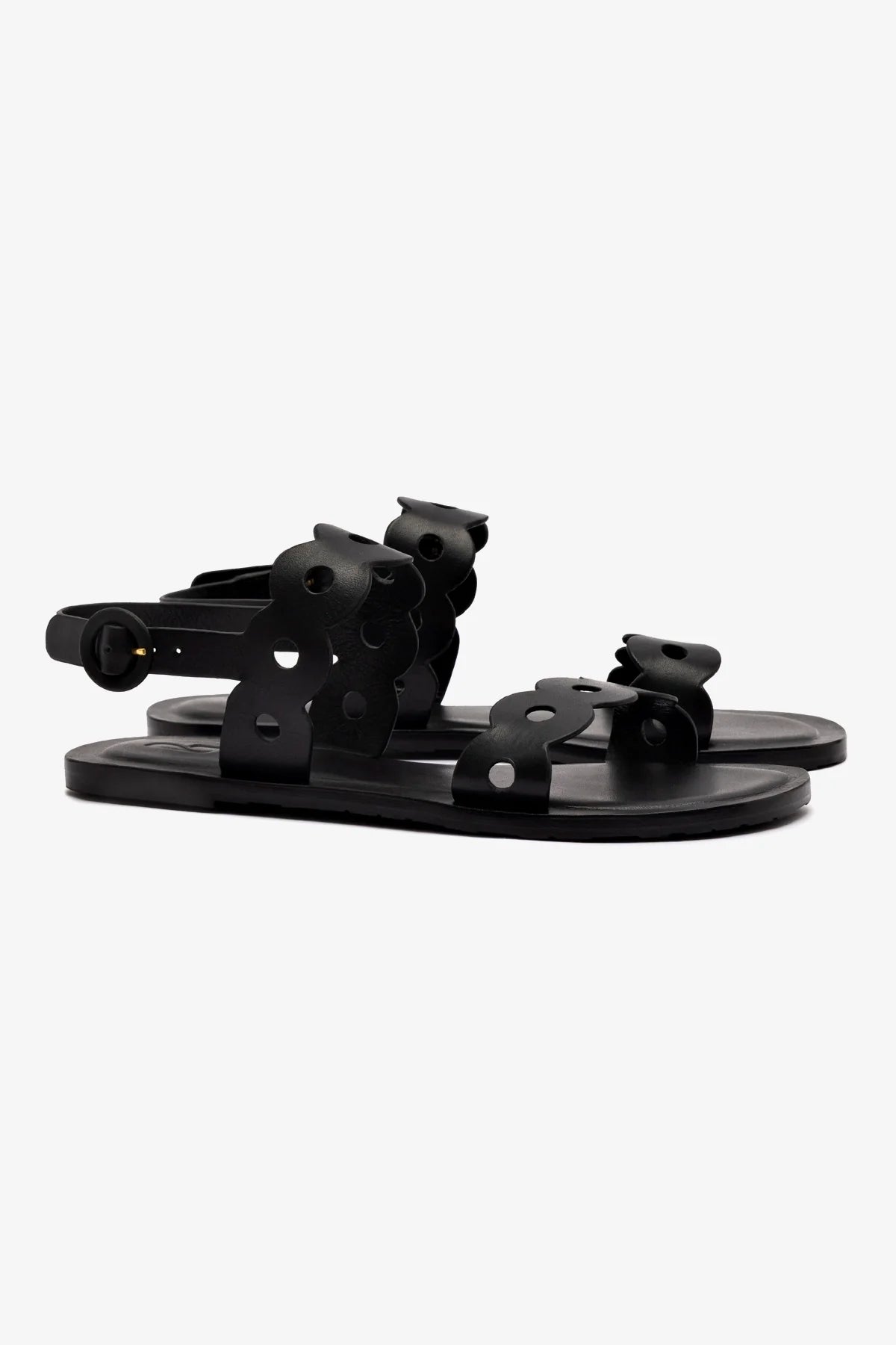 Sandália Flat Florence Couro Preto