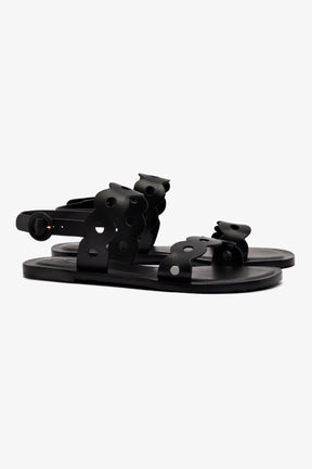 Sandália Flat Florence Couro Preto
