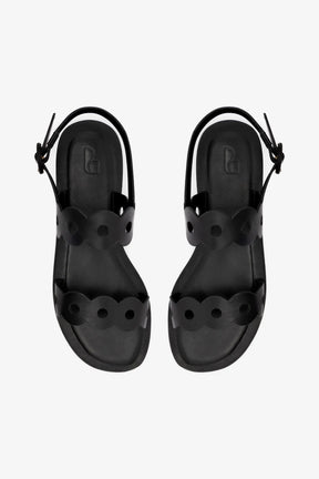 Sandália Flat Florence Couro Preto