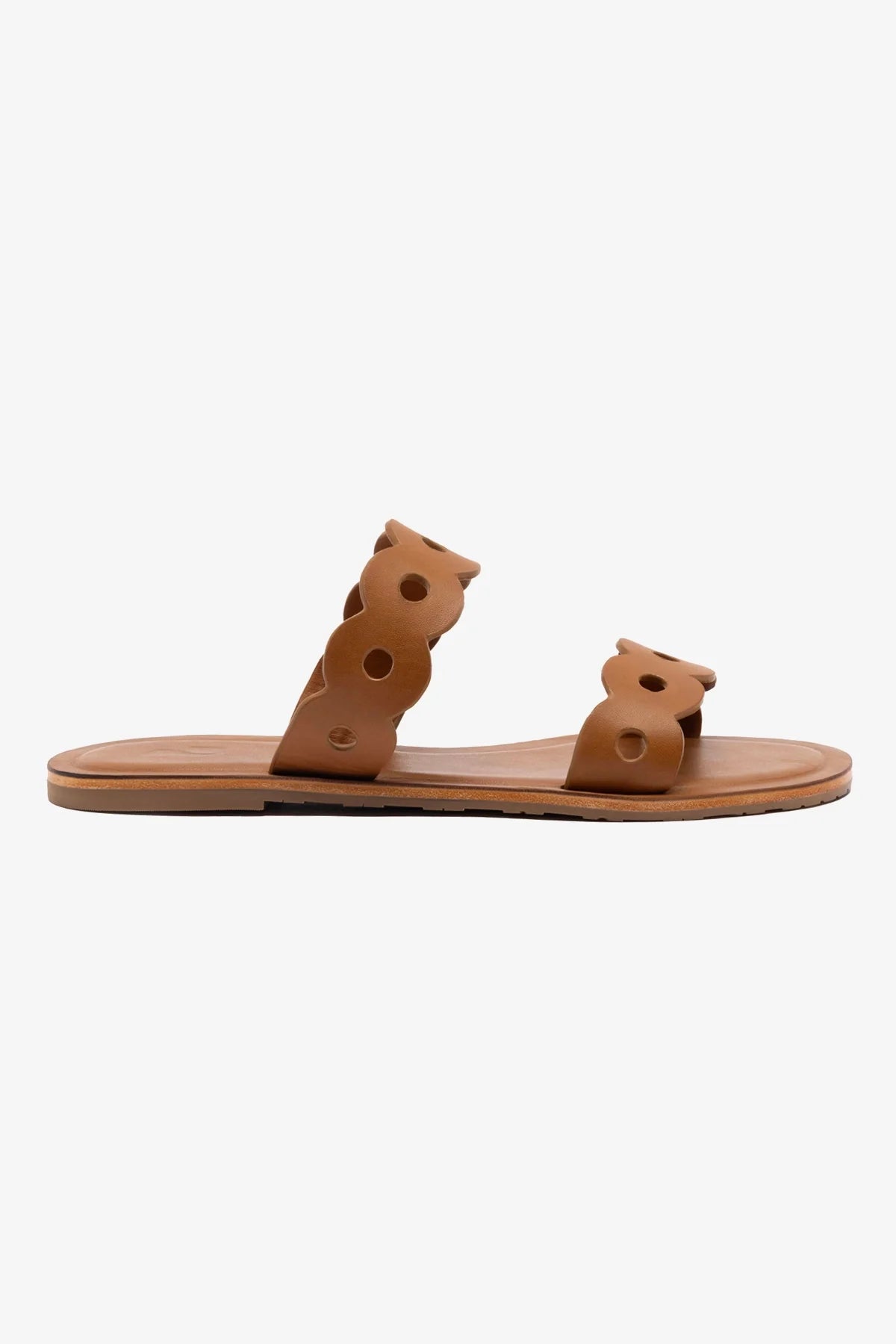 Flat Florence Broderie Couro Caramelo