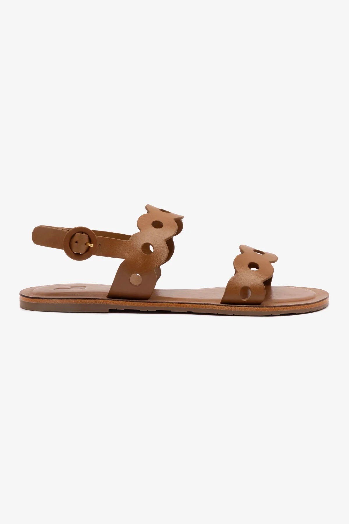 Sandália Flat Florence Couro Caramelo