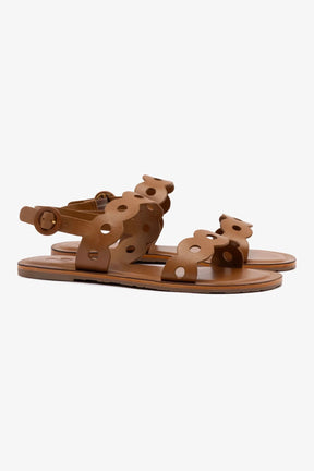 Sandália Flat Florence Couro Caramelo