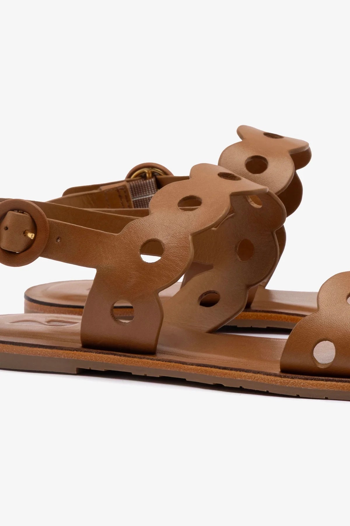 Sandália Flat Florence Couro Caramelo