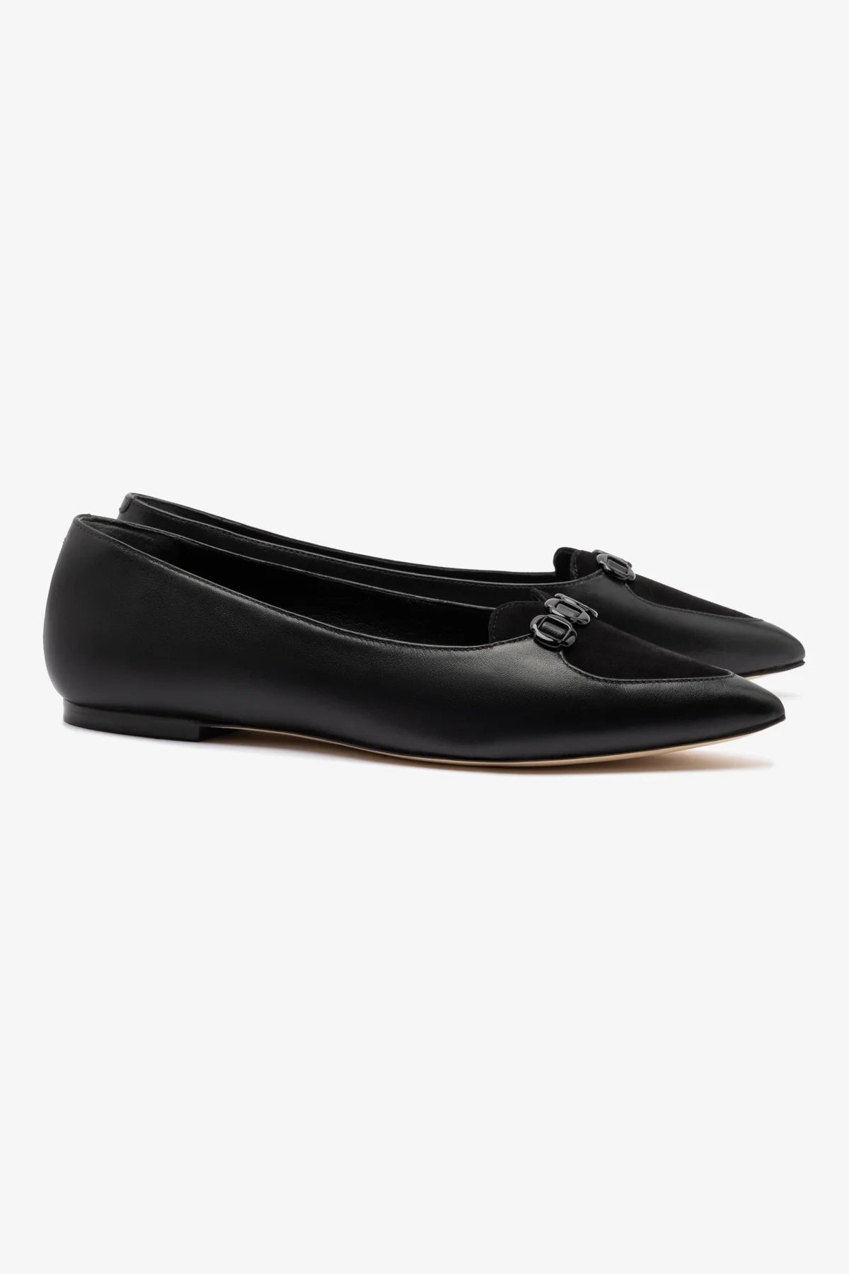 Mocassim Audrey Camurça Preto e Couro Preto
