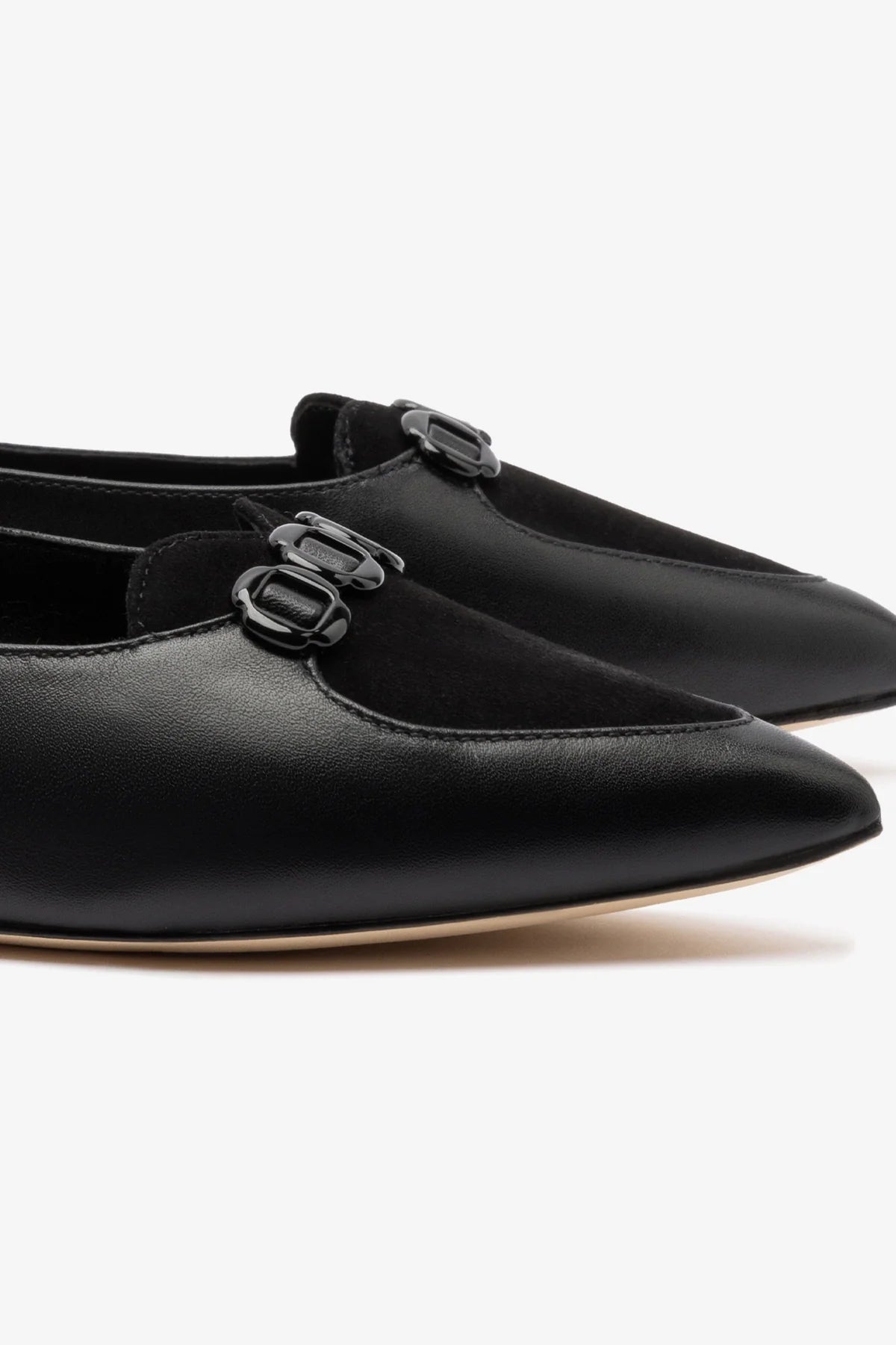Mocassim Audrey Camurça Preto e Couro Preto