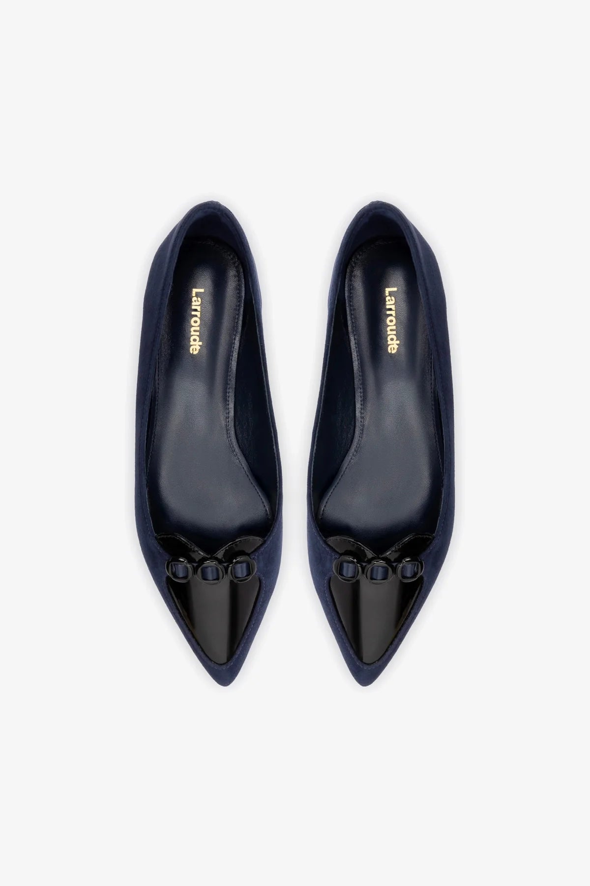 Mocassim Audrey Couro Azul e Couro Preto