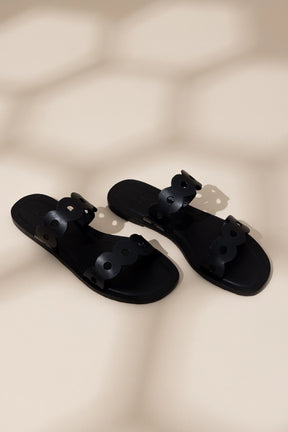Flat Florence Broderie Couro Preto