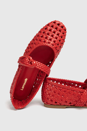 Sapatilha Verona New Macramê Couro Vermelho