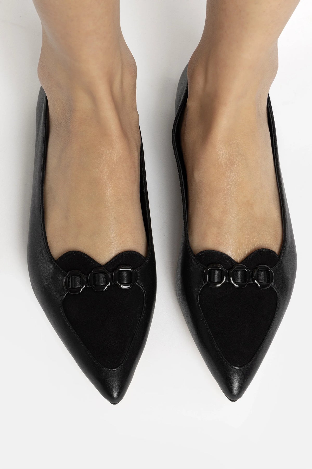Mocassim Audrey Camurça Preto e Couro Preto